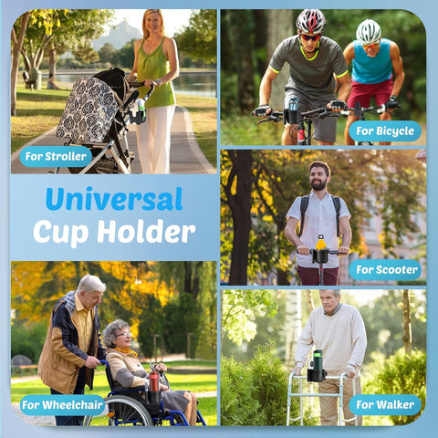 Cup Holder for Walker: Stroller Cup Holder Attachment with Phone Holder