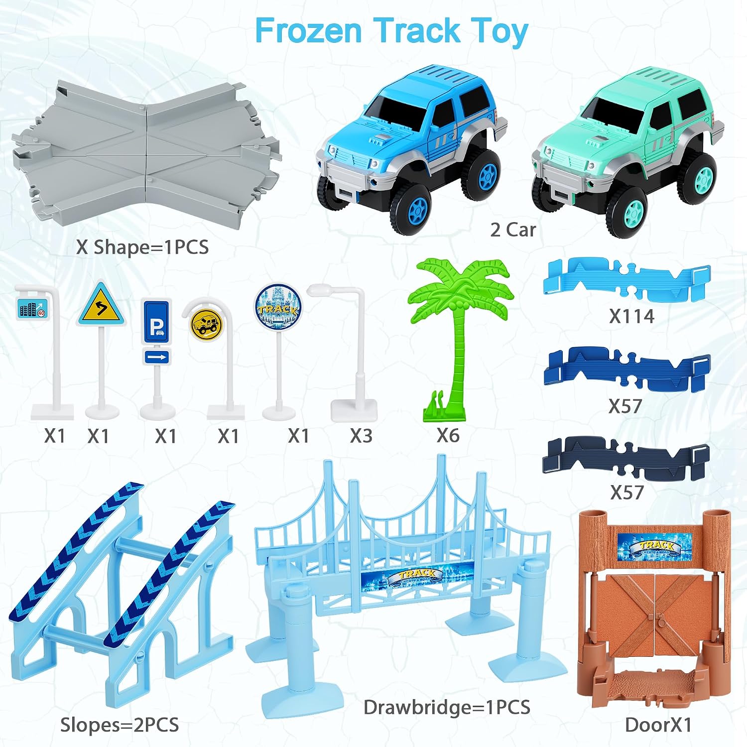 Track Car Toys, 269 PCS Create A Frozen World Race Road Racing Tracks Toy