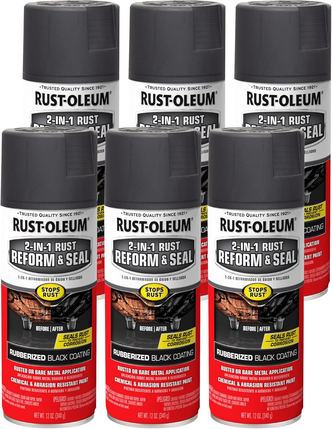 Rust-Oleum Stops Rust 2-in-1 Rust Reform & Seal Coating Spray, Black