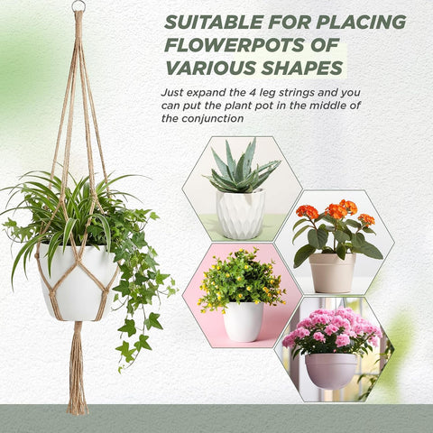 EBOOT 2 Pack 33 48 Inch Macrame Plant Hanger, Linen Color, 4 Legs