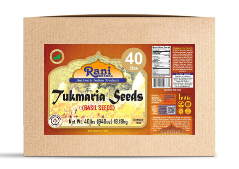 Rani Tukmaria (Holy Basil Seeds) 640oz (40lbs) 18.14kg Used for Falooda / Sabja Dessert, Spice & Ayurveda Herbal ~ All Natural | Gluten Friendly | NON-GMO | Kosher | Vegan | Indian Origin