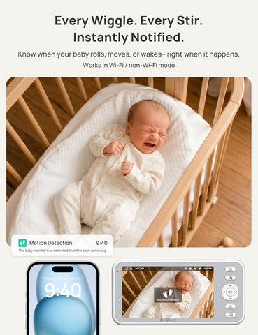 Dr.Care VistaView 5" 1080P Smart WiFi Baby Monitor with Camera ＆ Clip Mount