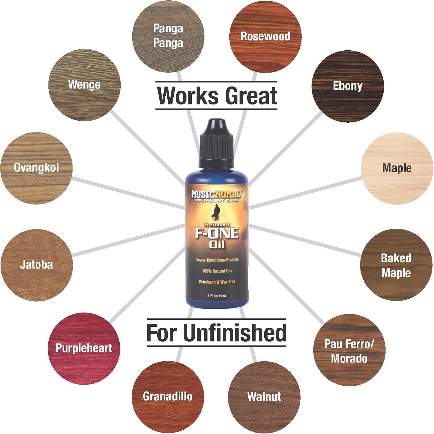 MusicNomad F-ONE Fretboard Oil Cleaner & Conditioner 2 oz (MN105)