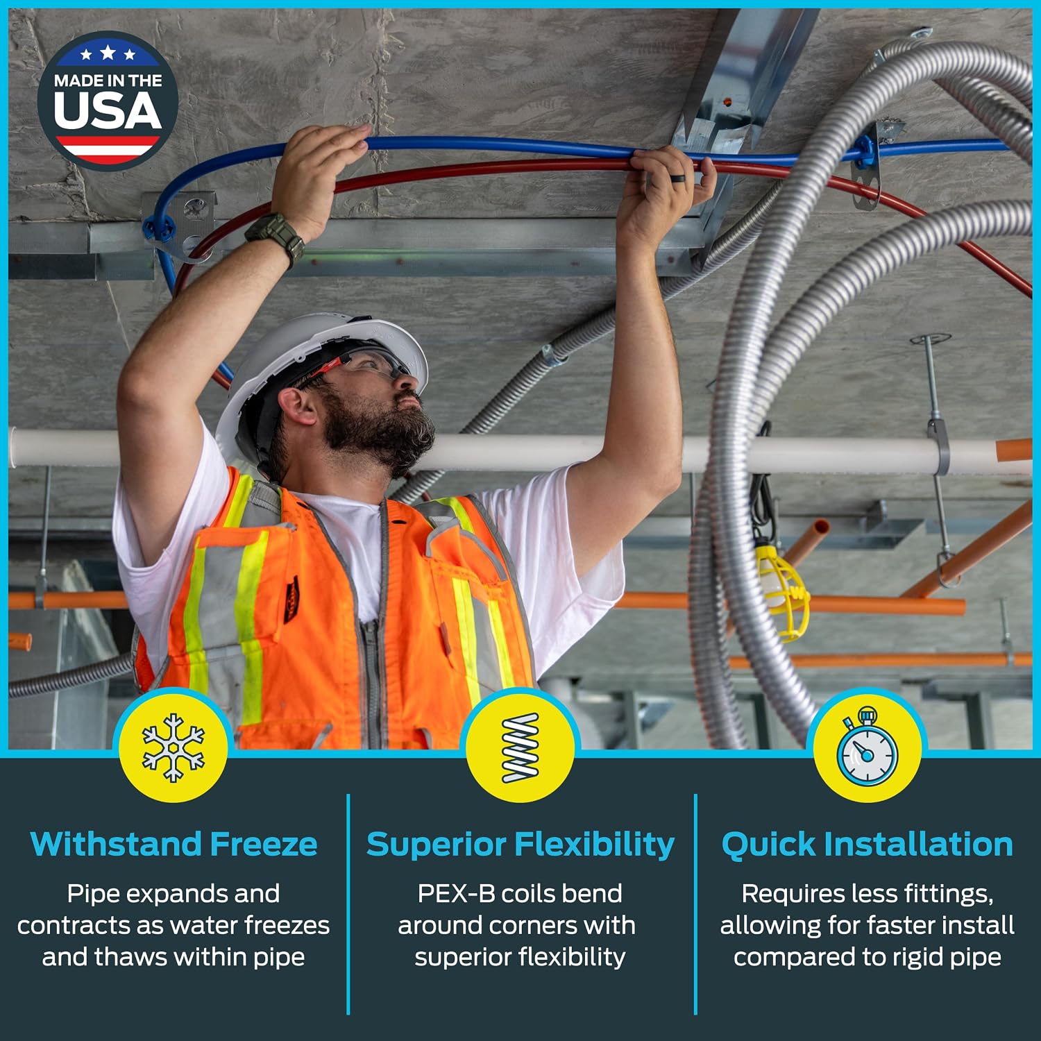 SharkBite 1/2 Inch x 300 Feet Blue PEX-B, PEX Pipe Flexible Water Tubing for Plumbing, U806B300