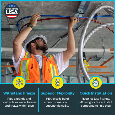 SharkBite 1/2 Inch x 300 Feet Blue PEX-B, PEX Pipe Flexible Water Tubing for Plumbing, U806B300