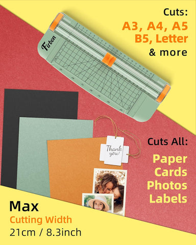 Firbon A5 Paper Cutter, Small Straight Paper Trimmer with Side Ruler
