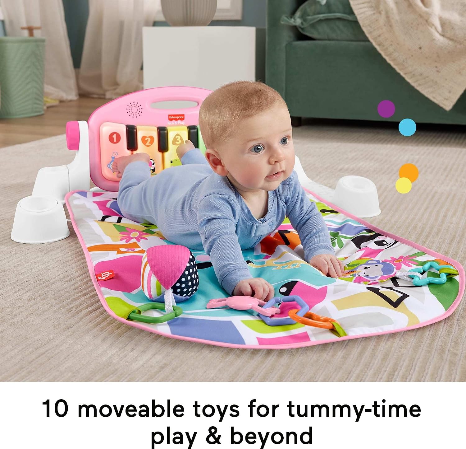 Fisher-Price Glow and Grow Kick & Play Piano Gym, Pink