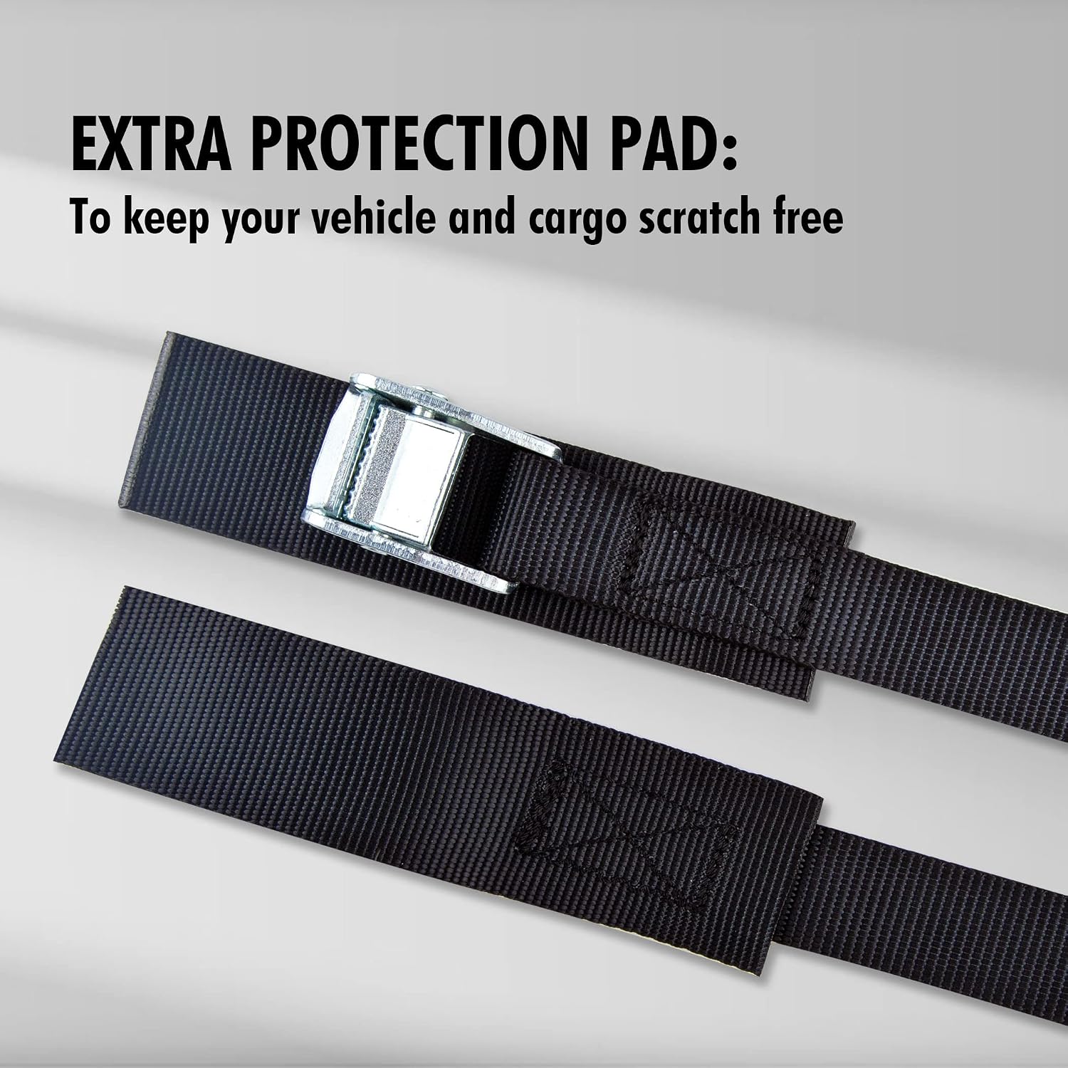 Cartman 1" x 15 ft Cam Buckle Straps, 4 Pack, 600 lb Break Strength, Black
