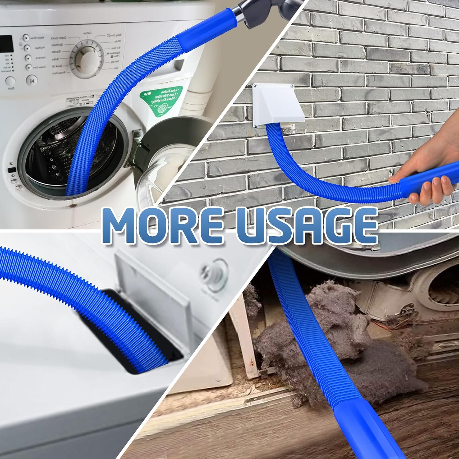 PetOde 2Pcs Dryer Vent Cleaner Kit Universal Vacuum Hose Attachment & Brush