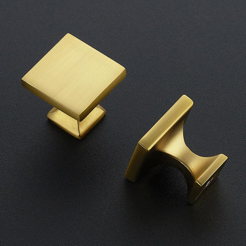 Ravinte Brushed Brass Solid Knob Gold Kitchen Cabinet Pull,10 Pack,Square-5