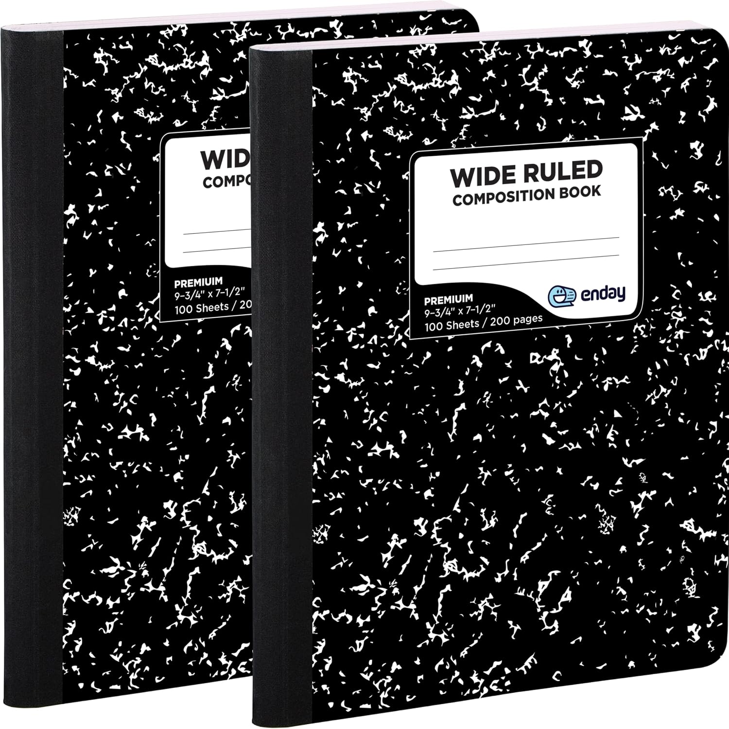 Enday Marble Composition Notebook Wide Ruled (2 Pack) 100 Sheets