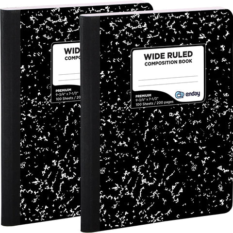 Enday Marble Composition Notebook Wide Ruled (2 Pack) 100 Sheets