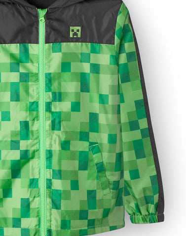 Minecraft Boys Jacket Waterproof Hoodie Creeper Fleece Lined Raincoat
