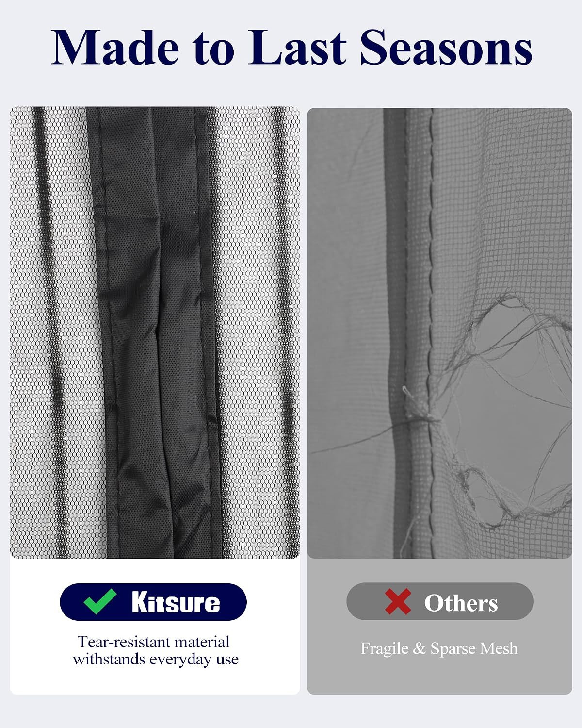 Kitsure Magnetic Screen Door Mesh, 38 x 82 in, Hands-Free Closure