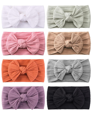 jollybows 8pcs Nylon Headbands for Baby Girls Infant Baby Bows