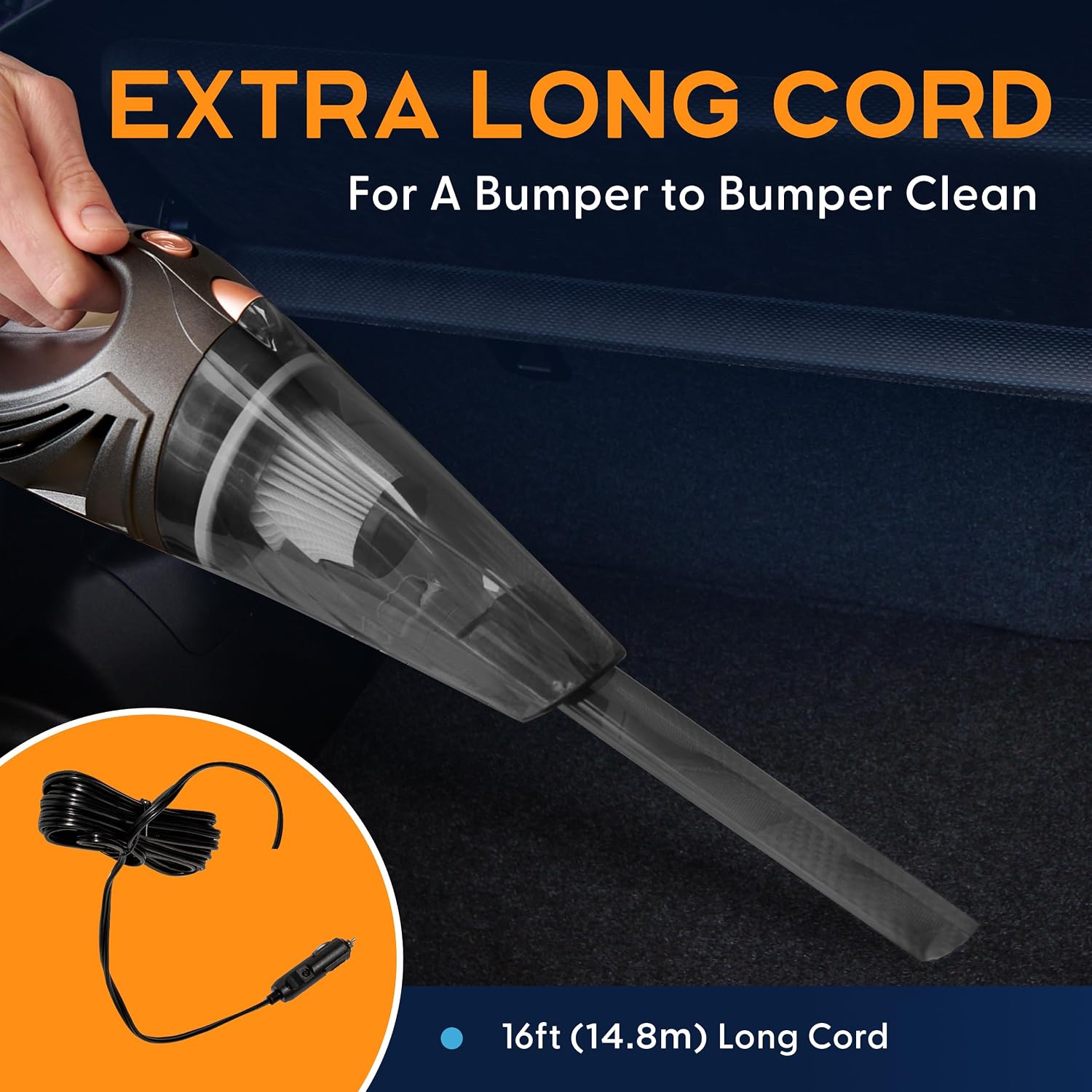 ThisWorx Handheld Car Vacuum, Portable Car Vacuum Cleaner with 16Ft Cord