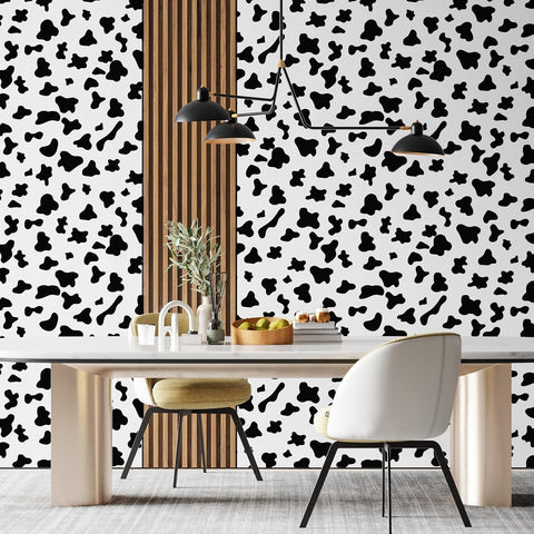 Black and White Spots Contact Paper Cow Printed Peel and Stick Wallpaper Self-Adhesive Cute Removable Wall Paper Vinyl White Black Decals for Walls Bedroom Living Room Nurseryls 17.3”x80”
