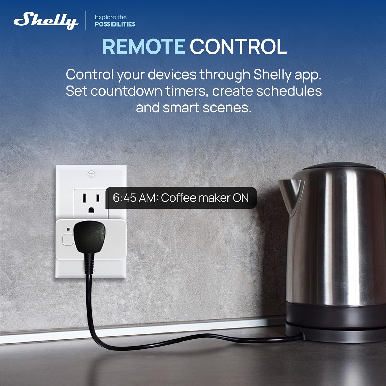 Shelly Smart Plug UL WiFi Bluetooth Zigbee Matter Outlet, US Gen4 White