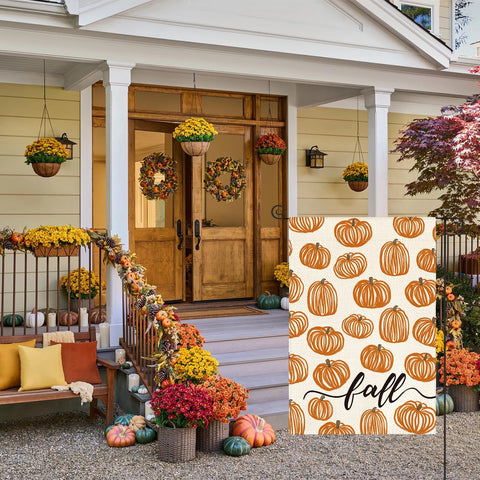 AVOIN colorlife Rustic Pumpkins Fall Garden Flag 12x18 Inch for Outside