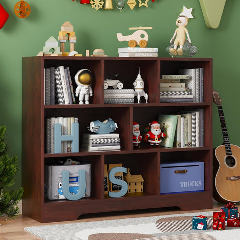Book Shelf, 8 Cubes Storage Organizer, Open Shelf Bookcase Cherry Bookshelf