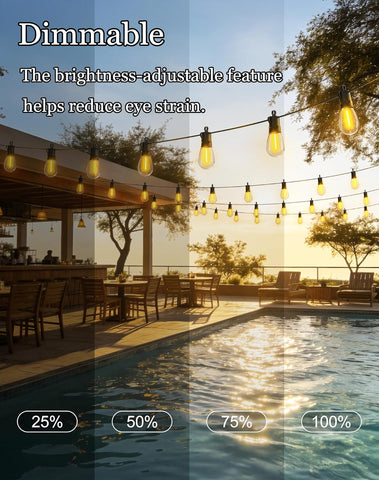 50ft Solar Powered Lights Outdoor - Waterproof String Light Outside Patio