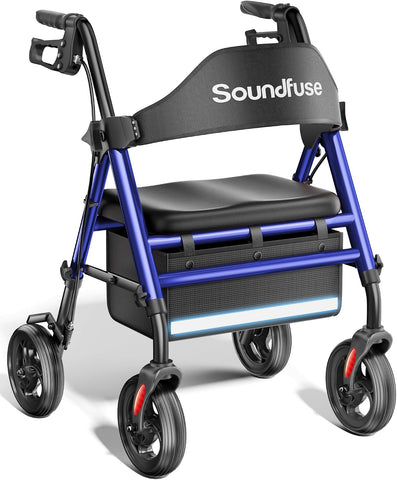 soundfuse Foldable Rollator Walkers for Seniors with 16" Ergonomic Arc Seat