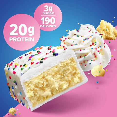 Pure Protein Birthday Cake Protein Bars, 20g Protein, Gluten Free, 12 Ct | 3g Sugar, 190 Calories, Low Sugar* High Protein Snack