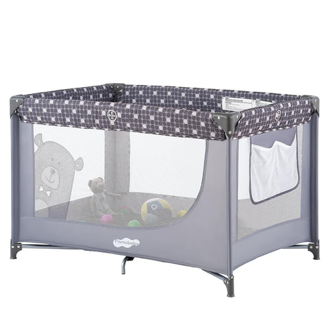 Pamo Babe Pack and Play Portable Crib Baby Playpen Foldable Playard for Infant Toddler with Mattress Pad, Lightweight Unisex Travel Crib Gray