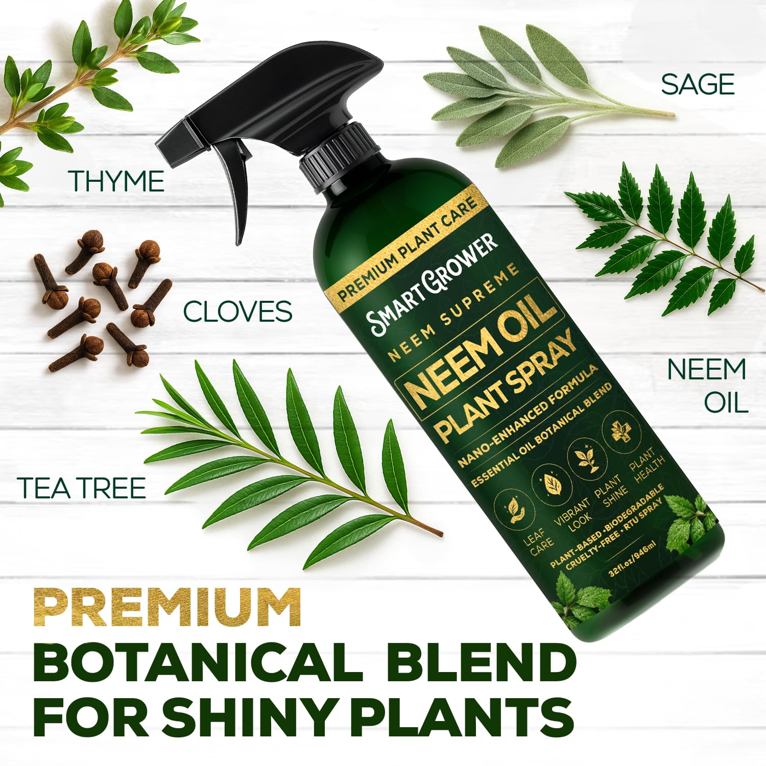 Neem Oil Spray for Plants Botanical Blend, with Natural Essential Oil, 32oz