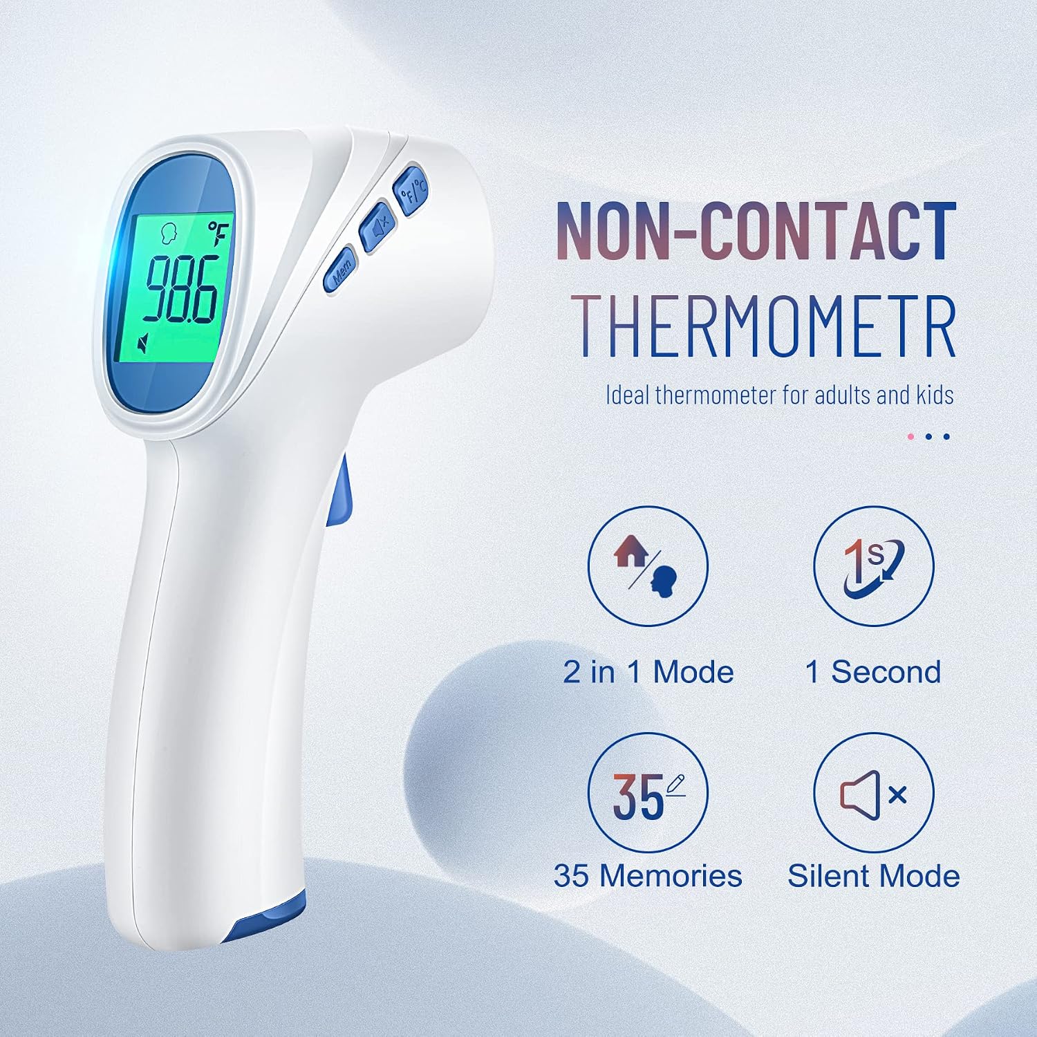 Forehead Thermometer for Adults and Kids, Non Contact, Fast Accurate Result