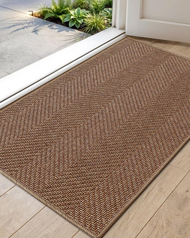 Color&Geometry Ultra Thin Indoor Door Mat 24"x36"Entrance Mat,Warm Chestnut