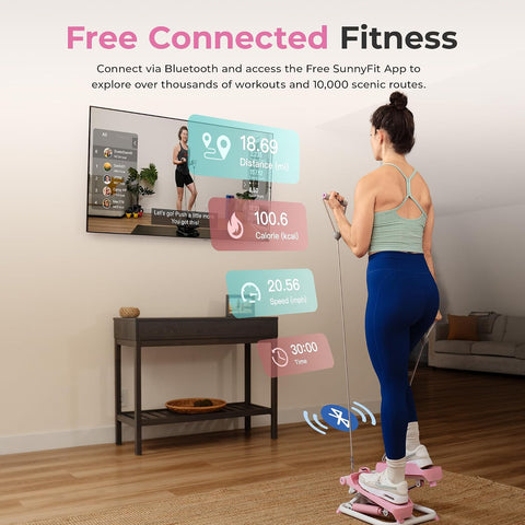 Sunny Health & Fitness Mini Stair Stepper w/Resistance Bands for Home Gym