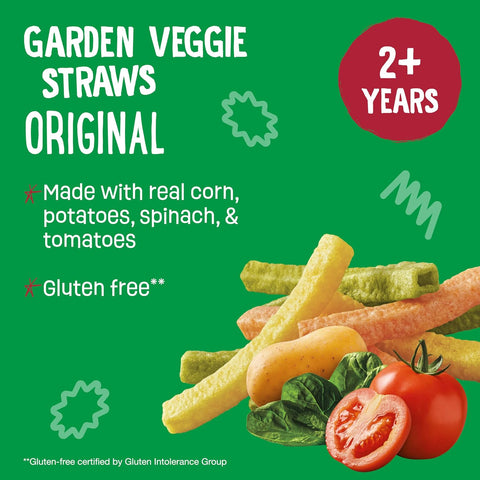 Earth's Best Organic Kids Snacks, Sesame Street Toddler Snacks, Organic Garden Veggie Straws for Toddlers 2 Years and Older, Original, Multipack, .5 oz Bags, 12 Count (Pack of 3)