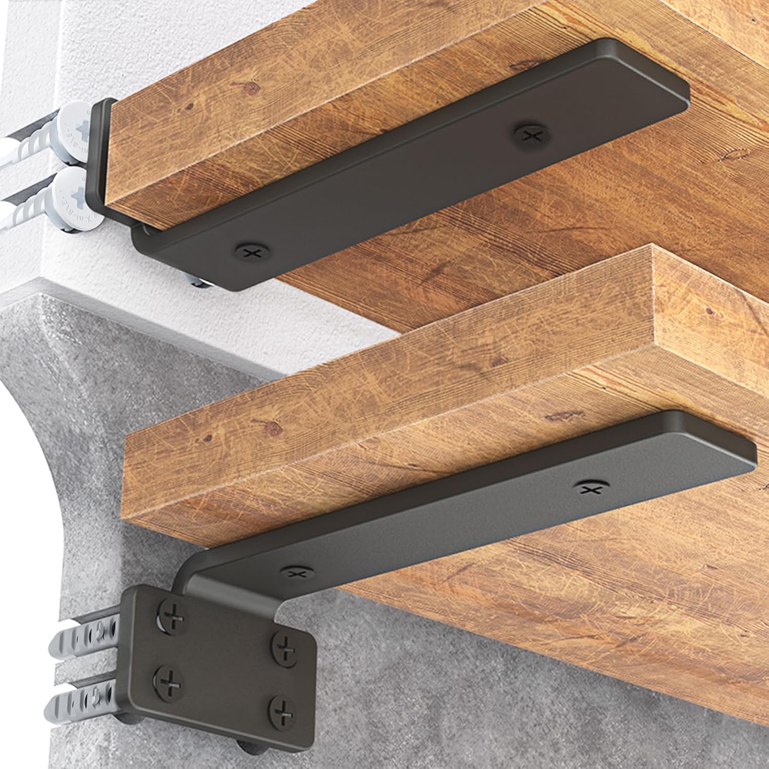 Goovilla Shelf Bracket, Floating Shelf Brackets 6 inch Long, 4 Pack, Black