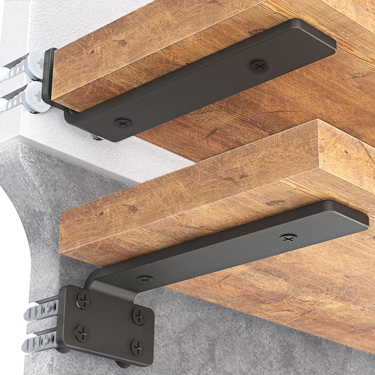 Goovilla Shelf Bracket, Floating Shelf Brackets 6 inch Long, 4 Pack, Black