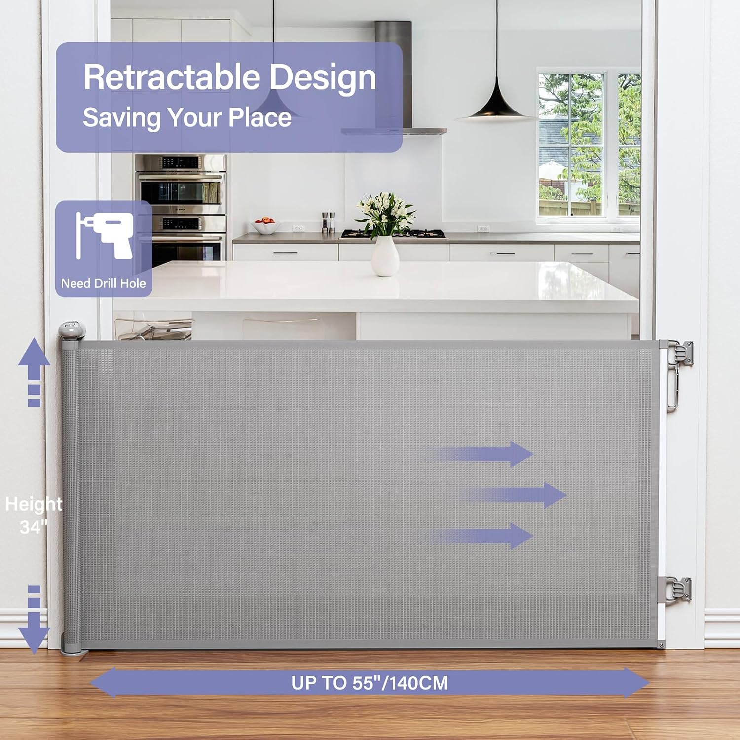 PRObebi Retractable Baby Gates for Stairs & Doorways, Indoor & Outdoor Use