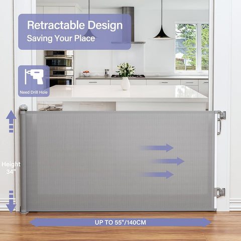 PRObebi Retractable Baby Gates for Stairs & Doorways, Indoor & Outdoor Use