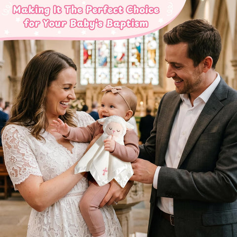 Lamb Baptism Blanket, Lamb Loveys Baptism Gifts for Baby Girls