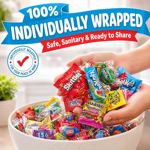 Candy Variety Pack - Assorted Candy Party Mix - 4 LB Bag - Sweets Assortment - Bulk Individually Wrapped - Pinata Candies - Mixed Candies - Queen Jax - Deluxe Mix - July 4th (Pack of 4)