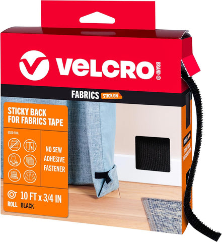 VELCRO Brand Sticky Back for Fabrics, 10 Ft Bulk Roll of Tape, Black
