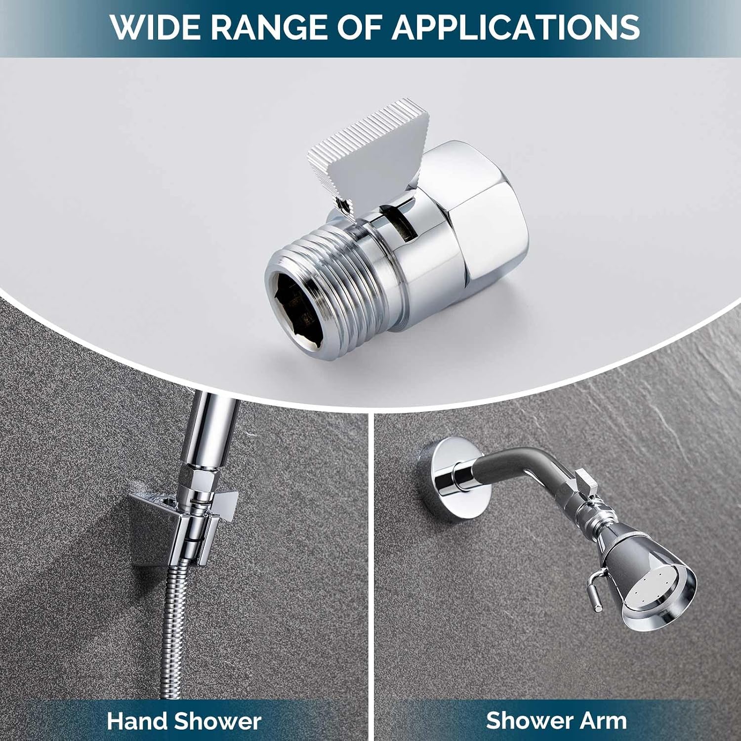 Angle Simple Shower Shut Off Valve, Water Flow Pressure Restrictor, Chrome