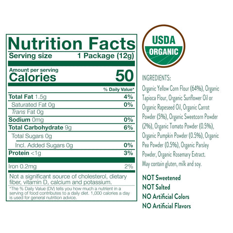 Little Bellies Organic Veggie Tubes Toddler Snack (Pack of 7 x 0.42 oz Individual Packs)