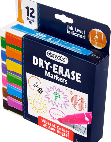 Crayola Take Note Dry Erase Markers for School (12ct) Teacher Classroom Supplies, Chisel Tip Whiteboard Markers, Must Haves