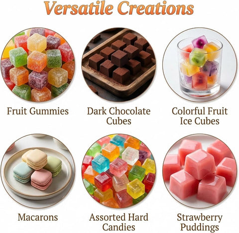 Square Silicone Candy Molds - 252 Cavity Gummy Molds with Droppers, 2-Pack Flexible Chocolate Molds for Gummies, Hard Candy, Caramels, Ice Cubes, BPA Free Non-Stick Baking Molds