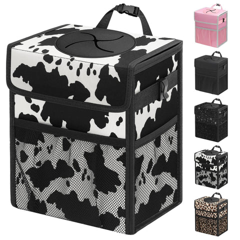 Capolo Car Trash Can with Lid, Leakproof Car Garbage Can Car Trash Bag