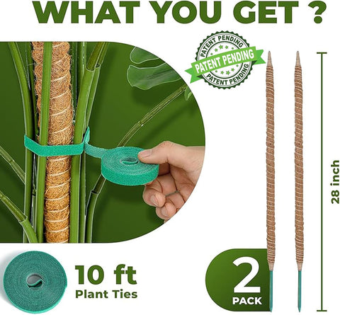 2Pcs 28'' Moss Pole Monstera Plant Support - Plant Stakes for Indoor Plants