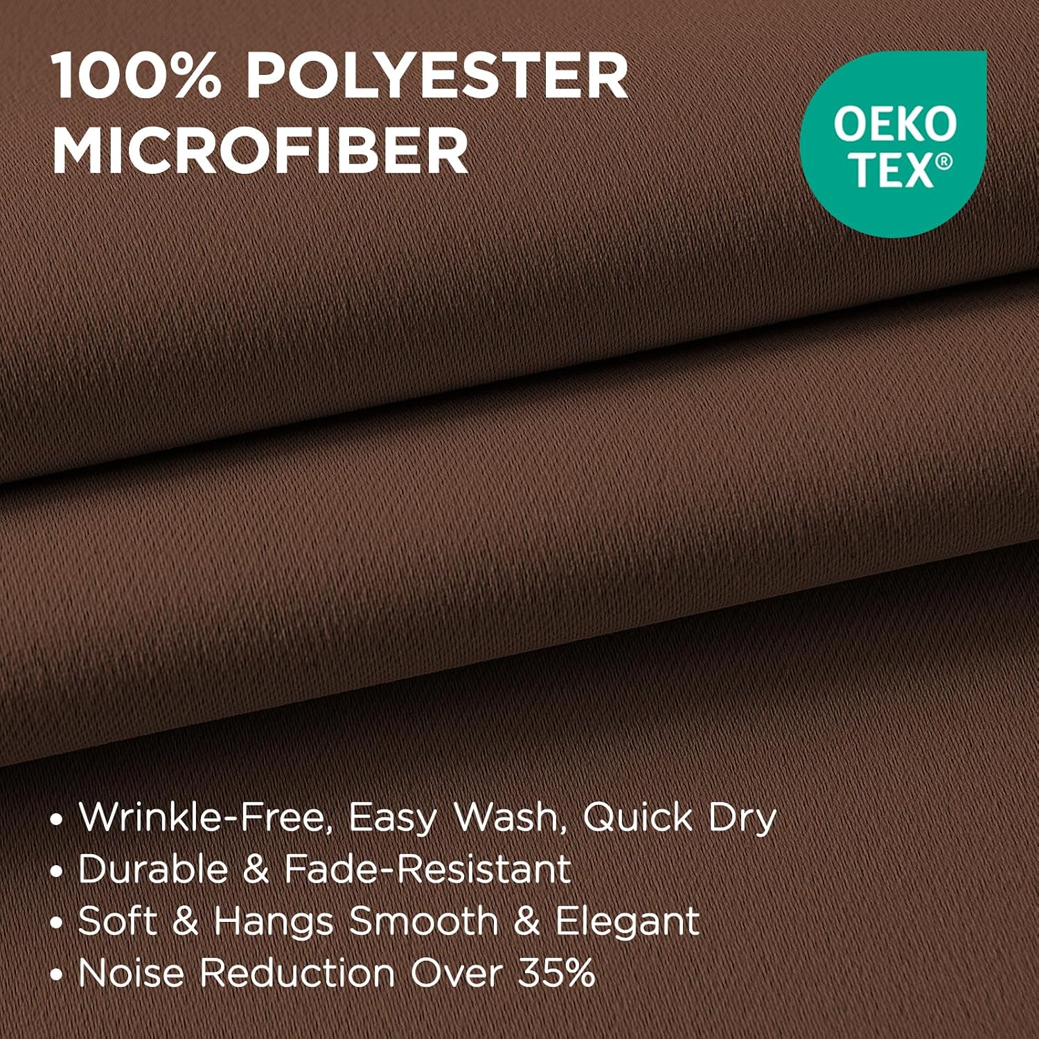 Joydeco Blackout Curtains 63 Inch Length 2 Panels Set, Thermal Insulated Long Curtains & Drapes 2 Burg, Room Darkening Grommet Drapes for Bedroom Living Room Windows (W42 x L63 Inch, Brown)