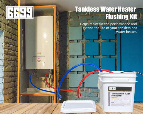 Tankless Water Heater Flushing Kit, 1/6 HP Pump, 2 Hoses, 3 Gal Pail