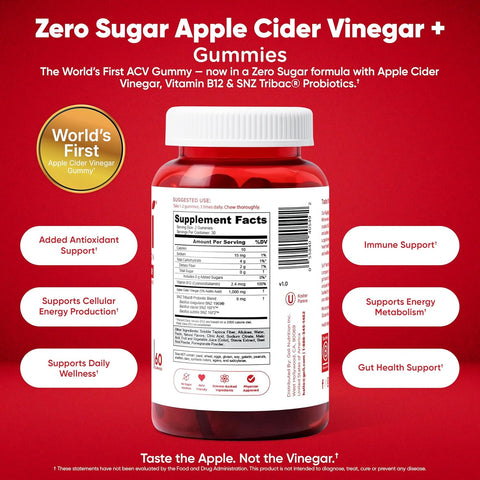 Goli Zero Sugar Trio - World's First 3-in-1 Pre, Post, Probiotic, Apple Cider Vinegar with Vitamin B12 and Probiotics, Ashwagandha & L-Theanine, Vitamin D Gummies, 180 Count (3-Bottle Set)