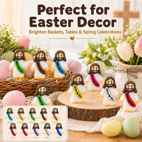36 Pack Little Jesus Figurines in Bulk, Jesus Loves You Figures, Small Jesus Figurines, Tiny Jesus Figures for Church Christmas Party Favors Religious Easter Gifts for Egg Stuffers